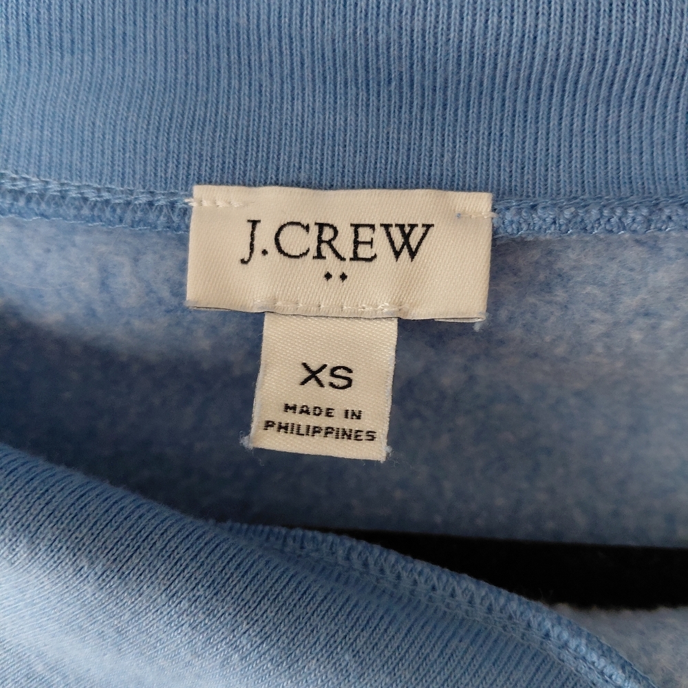 J. Crew Wide Button-Collar Pullover Sweatshirt in Cloudspun Fleece Blue - Picture 7 of 7